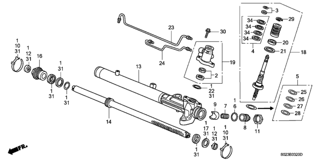 1996 Honda Civic P.S. Gear Box Components Diagram