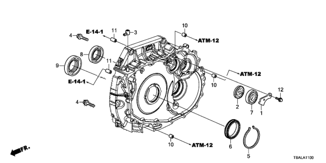 2020 Honda Civic AT Torque Converter Case Components Diagram