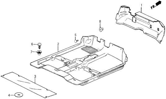1985 Honda Civic 5 Door DX KA 5MT Floor Mat Diagram