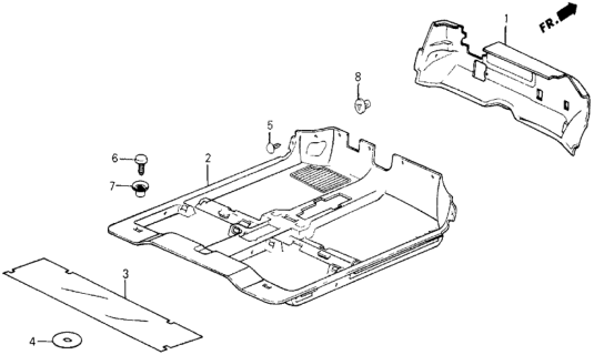 1987 Honda Civic Cover, Middle Floor Diagram for 78105-SB6-960