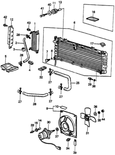 1981 Honda Prelude Radiator - Fan Motor - Oil Cooler Diagram