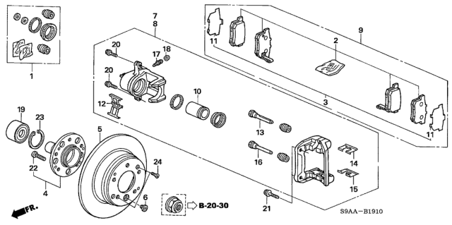 2006 Honda CR-V 5 Door LX (2WD) KA 5AT Rear Brake Diagram