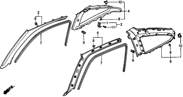 1988 Honda CRX Lining, R. Quarter *NH83L* (OFF BLACK) Diagram for 84130-SH2-000ZB