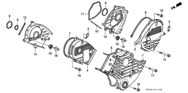 1995 Honda Accord Rubber, Timing Belt Plate Mounting Diagram for 90423-PY3-000