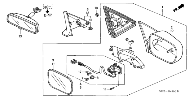 1998 Honda Accord Housing, Driver Side (Taffeta White) Diagram for 76251-S82-A21ZC