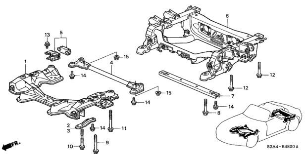 2000 Honda S2000 Sub-Frame, Front Diagram for 50200-S2A-G01