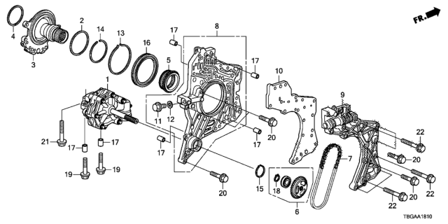 2020 Honda Civic AT Oil Pump - Stator Shaft Diagram