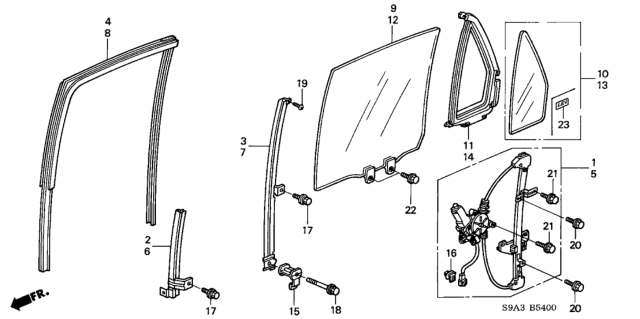 2003 Honda CR-V Channel, Left Rear Door Run Diagram for 72775-SCA-E01