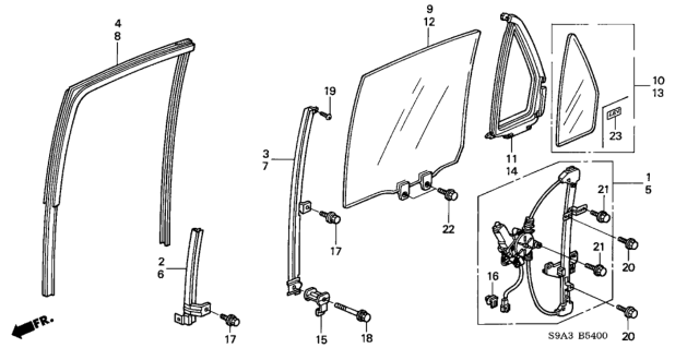 2003 Honda CR-V Sash, L. RR. Door (Lower) (FR) Diagram for 72770-S9A-003