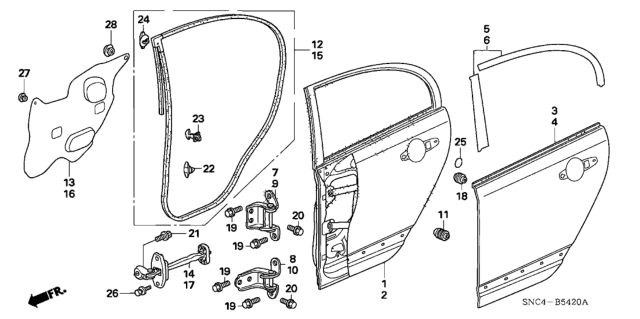 2007 Honda Civic Skin, R. RR. Door Diagram for 67611-SNA-A00ZZ