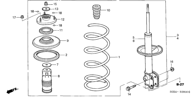 2004 Honda Odyssey Spring, Front Diagram for 51401-S0X-A12