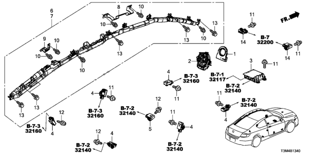 2017 Honda Accord Bracket, RR. Pillar Cap Diagram for 84136-T3L-A00