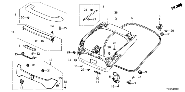 2021 Honda Civic Tailgate Diagram