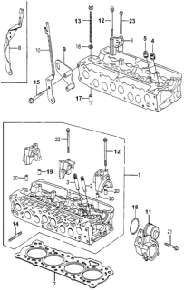 1980 Honda Accord Cylinder Head Assembly Diagram for 12100-PB2-305