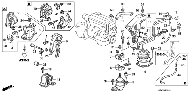 1999 Honda Accord Bracket, FR. Engine Stopper Diagram for 50826-S84-A01