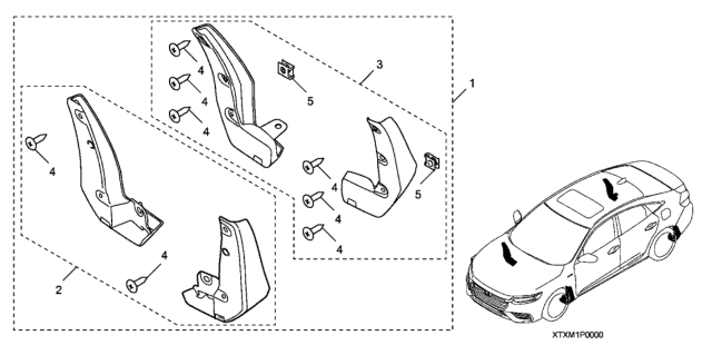 2020 Honda Insight Set, Splash Guard (Front) Diagram for 08P08-TXM-100R1