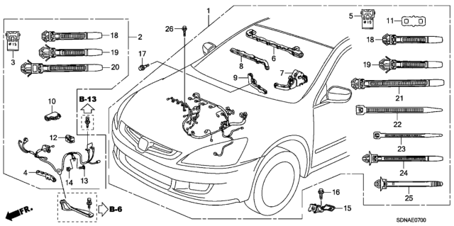 2007 Honda Accord Engine Wire Harness (L4) Diagram