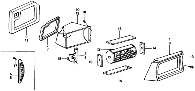 1975 Honda Civic 2 Door ** (1500) KA HMT Fresh Air Panel Diagram