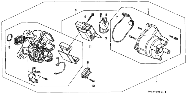 1998 Honda Civic 2 Door HX KL CVT Distributor (Hitachi) Diagram