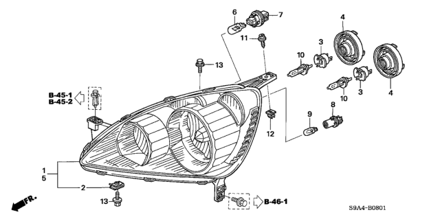 2005 Honda CR-V Socket, Bulb (Halogen) (Osram) Diagram for 33116-SD4-961