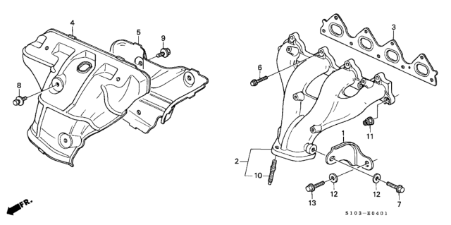 1998 Honda CR-V Cover A, Exhuast Manifold Diagram for 18120-PR4-A01