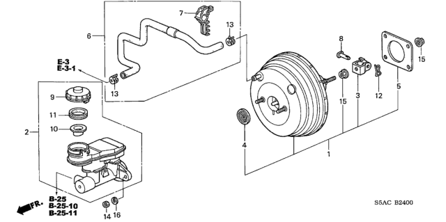 2005 Honda Civic Brake Master Cylinder  - Master Power Diagram