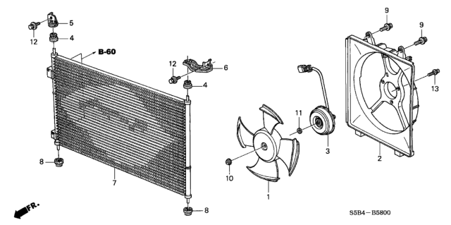 2003 Honda Civic Motor, Cooling Fan Diagram for 38616-PZA-005