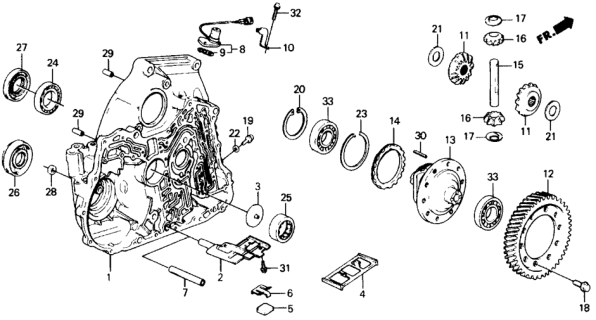 1991 Honda Civic AT Torque Housing Differential 2WD Diagram