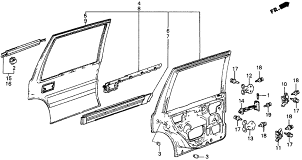 1986 Honda Civic Rear Door Panels Diagram