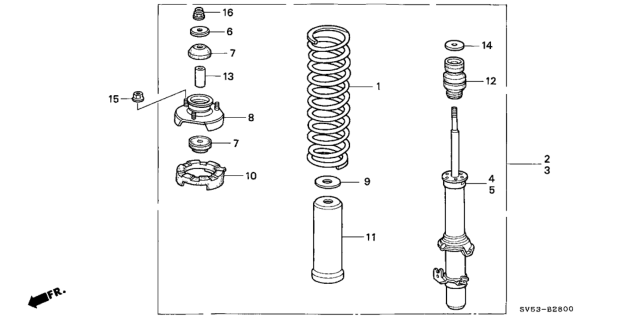 1995 Honda Accord Shock Absorber Unit, Left Front Diagram for 51606-SV5-A02