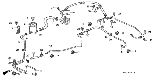 1998 Honda Accord P.S. Hoses - Pipes (V6) Diagram