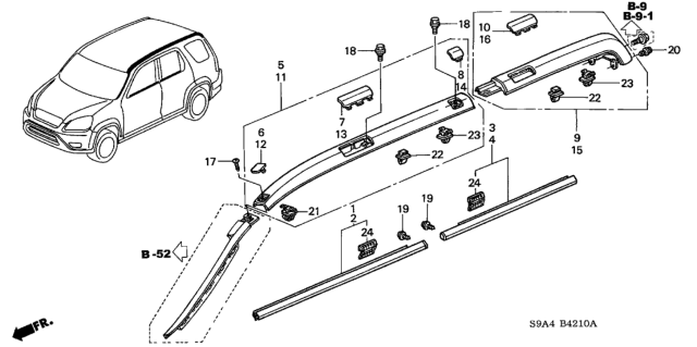 2002 Honda CR-V Molding Assy., L. FR. Door Diagram for 72450-SCA-E01