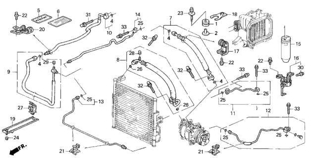 1993 Honda Civic A/C Hoses - Pipes Diagram 2