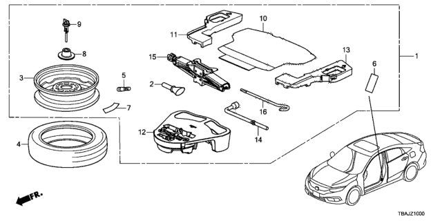 2018 Honda Civic Temporary Wheel Kit Diagram