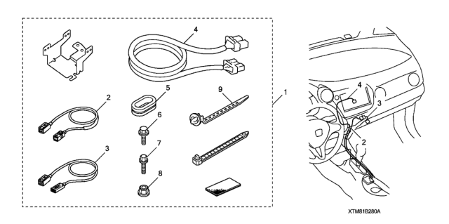 2012 Honda Insight USB Adapter Attachment Diagram