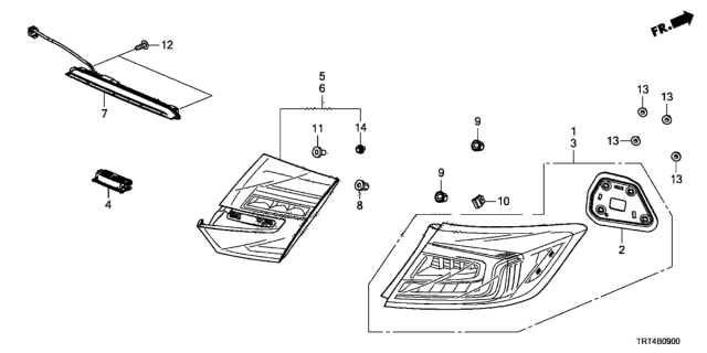 2019 Honda Clarity Fuel Cell Taillight - License Light Diagram