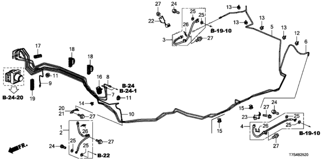 2019 Honda HR-V Set, Rear Brake Hose Diagram for 01468-T7W-A00