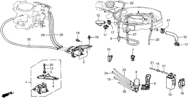 1985 Honda Civic 5 Door DX KA 5MT Air Cleaner Tubing Diagram