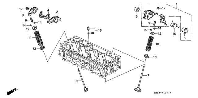 1993 Honda Civic 3 Door VX KA 5MT Valve - Rocker Arm Diagram