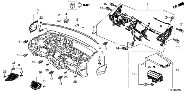 2012 Honda Civic 4 Door GX (NAVIGATION) KA 5AT Instrument Panel Diagram