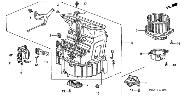 2000 Honda Odyssey 5 Door EX (NAVIGATION) KA 4AT Heater Blower Diagram