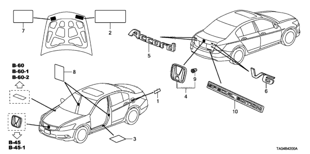 2009 Honda Accord Placard, Specification (Usa) Diagram for 42762-TA0-A00