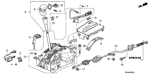 2007 Honda Accord Select Lever Diagram 2