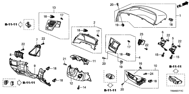 2013 Honda Civic 4 Door GX KA 5AT Instrument Panel Garnish (Driver Side) Diagram