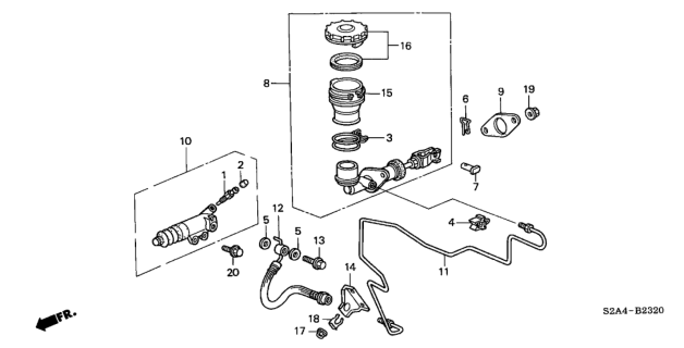 2001 Honda S2000 Pipe Assembly, Clutch Diagram for 46960-S2A-A00
