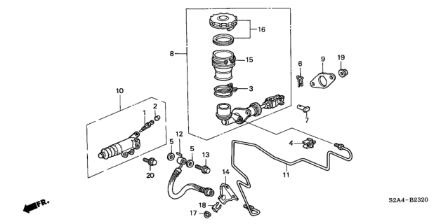 2001 Honda S2000 Hose, Clutch Diagram for 46961-S2A-505