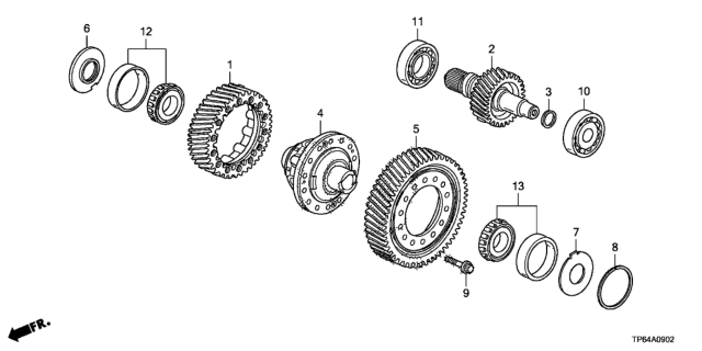 2014 Honda Crosstour Differential Assembly Diagram for 41100-R8B-A00