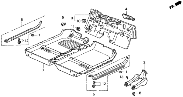 1994 Honda Del Sol 2 Door V-TEC KA 5MT Floor Mat Diagram