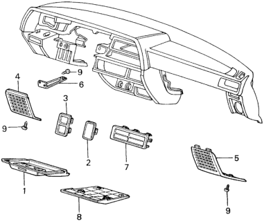 1981 Honda Civic 4 Door ** (1500) KA HMT Instrument Garnish Diagram