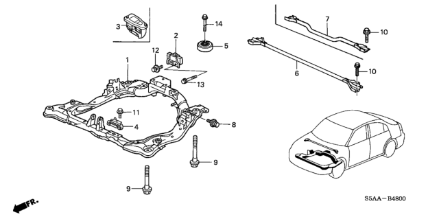 2004 Honda Civic Rod, Sub-Frame Performance Diagram for 74230-S5A-000